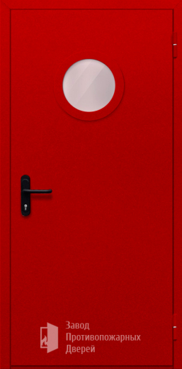 Фото двери «Однопольная с круглым стеклом (красная)» в Ликино-Дулёво