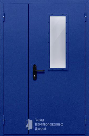 Фото двери «Полуторная со стеклом (синяя)» в Ликино-Дулёво