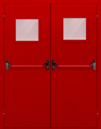 Фото двери «Двупольная со стеклопакетом и антипаникой (красная)» в Ликино-Дулёво