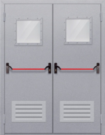 Фото двери «Двупольная со стеклопакетом и решеткой (антипаника)» в Ликино-Дулёво