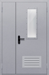 Фото двери «Полуторная со стеклом и  решеткой» в Ликино-Дулёво