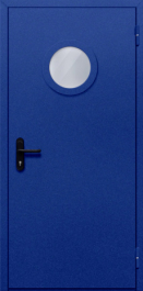 Фото двери «Однопольная с круглым стеклом (синяя)» в Ликино-Дулёво
