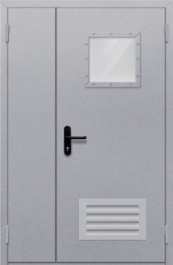 Фото двери «Полуторная со стеклопакетом и решеткой» в Ликино-Дулёво